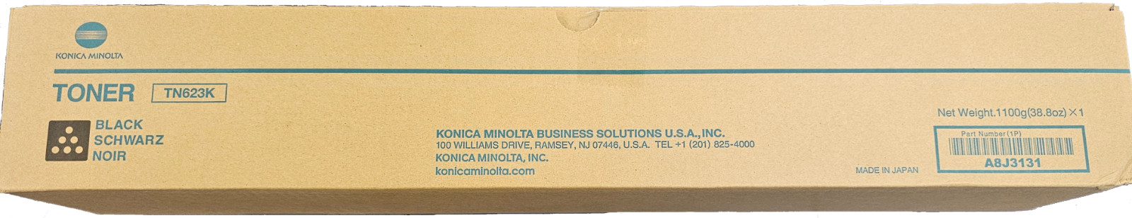 Konica Minolta/KMBS TN623K Black Toner Cartridge OEM A8J3131 NIB