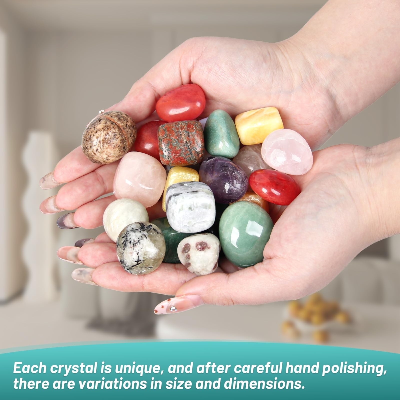 Orientrea 3.5Lb Warm Color Mixed Large Tumbled Crystal Stones Bulk 1-1.3 Approx