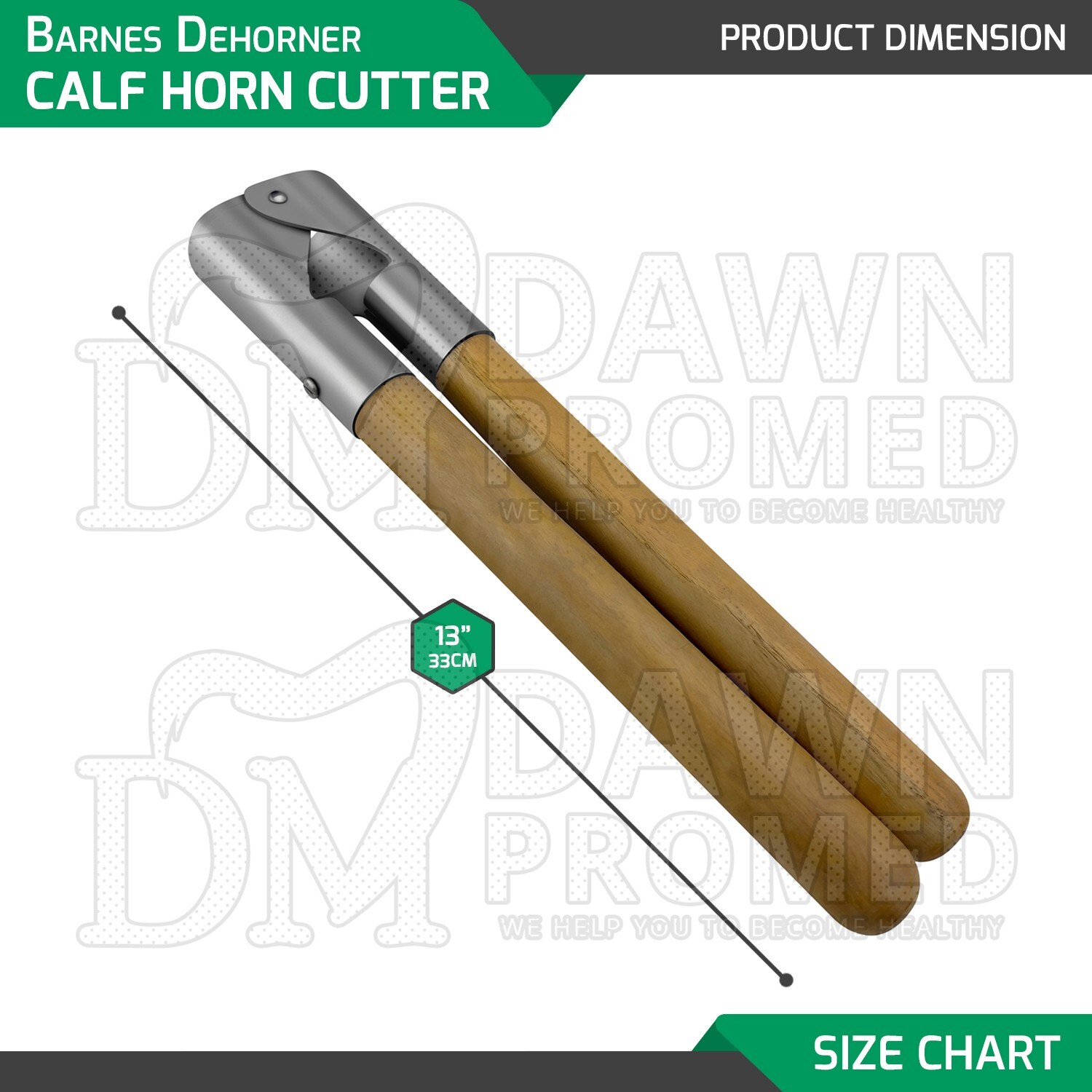 Barnes Dehorner Calf Horn Cutter 13″ With Wooden Handle Veterinary Farming Tool
