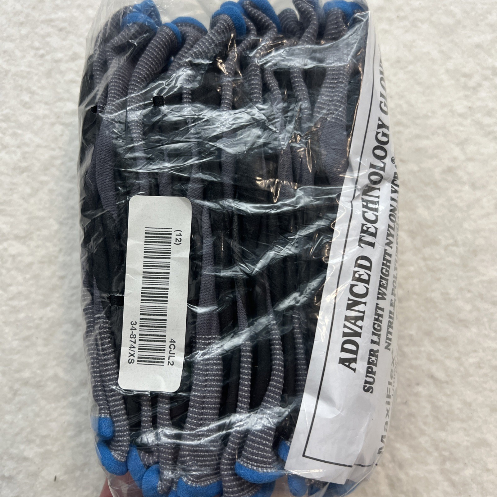 MaxiFlex 34-874 Seamless Knit Nylon Glove with Nitrile Coated Micro-Foam Grip XS