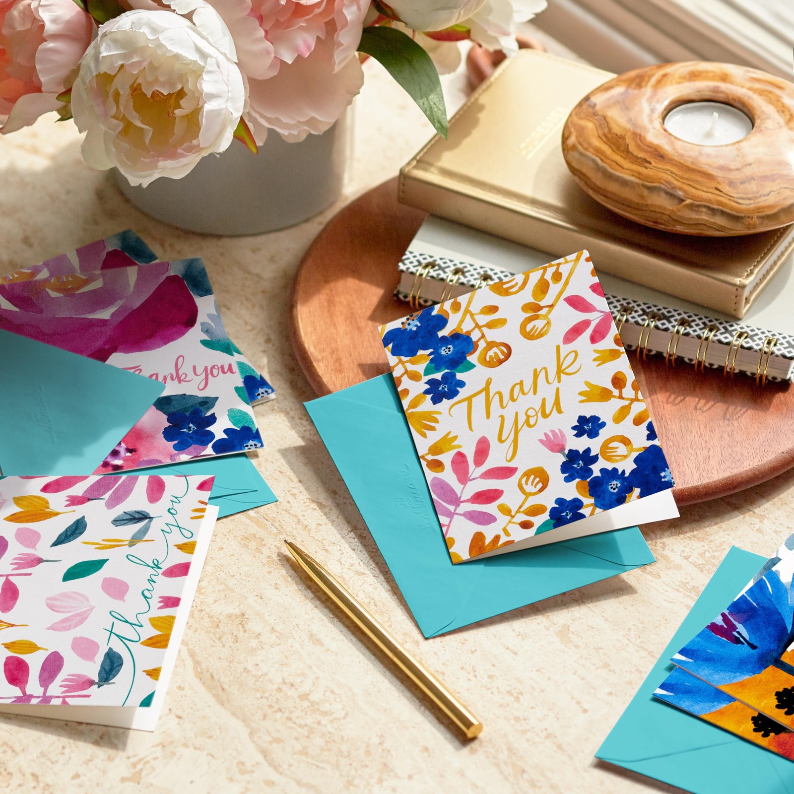 Hallmark Thank You Notes Assortment 4 inches x 5.5 inches, Watercolor Florals