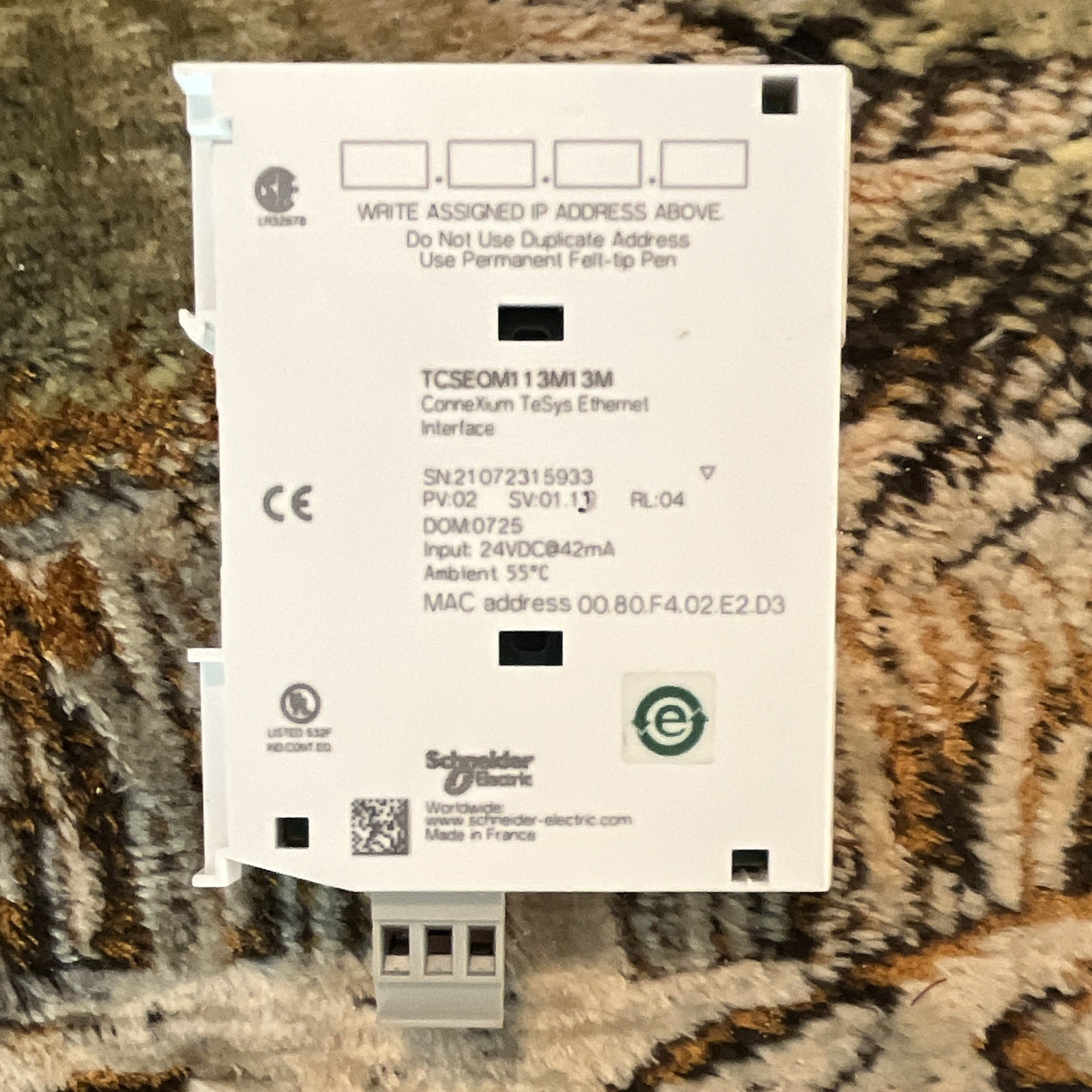 Schneider Electric ConneXium TeSys Ethernet Interface TCSEQM113M13M