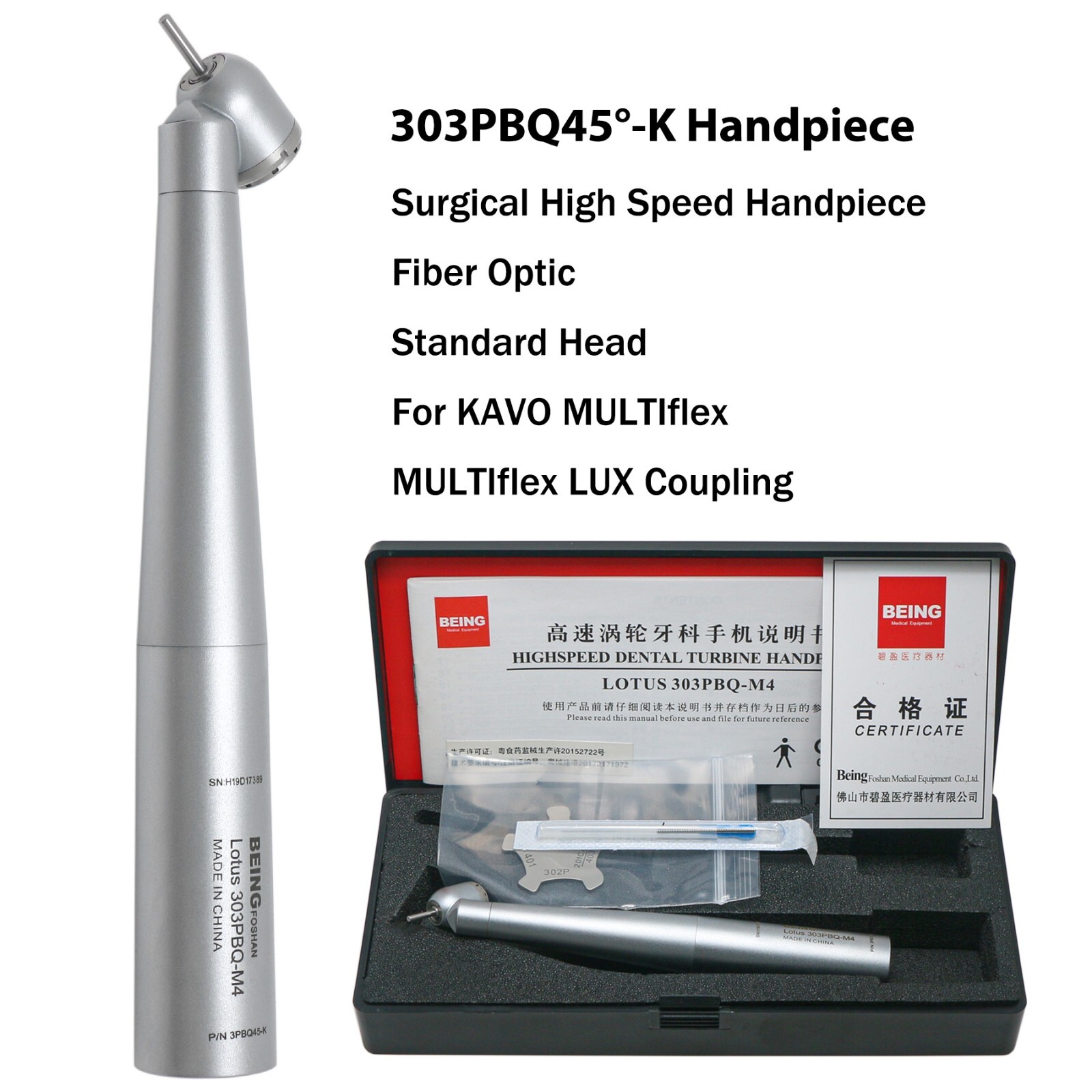 BEING Dental Turbine 45° Angle Surgical Handpiece Fiber Optic For KAVO MULTIflex