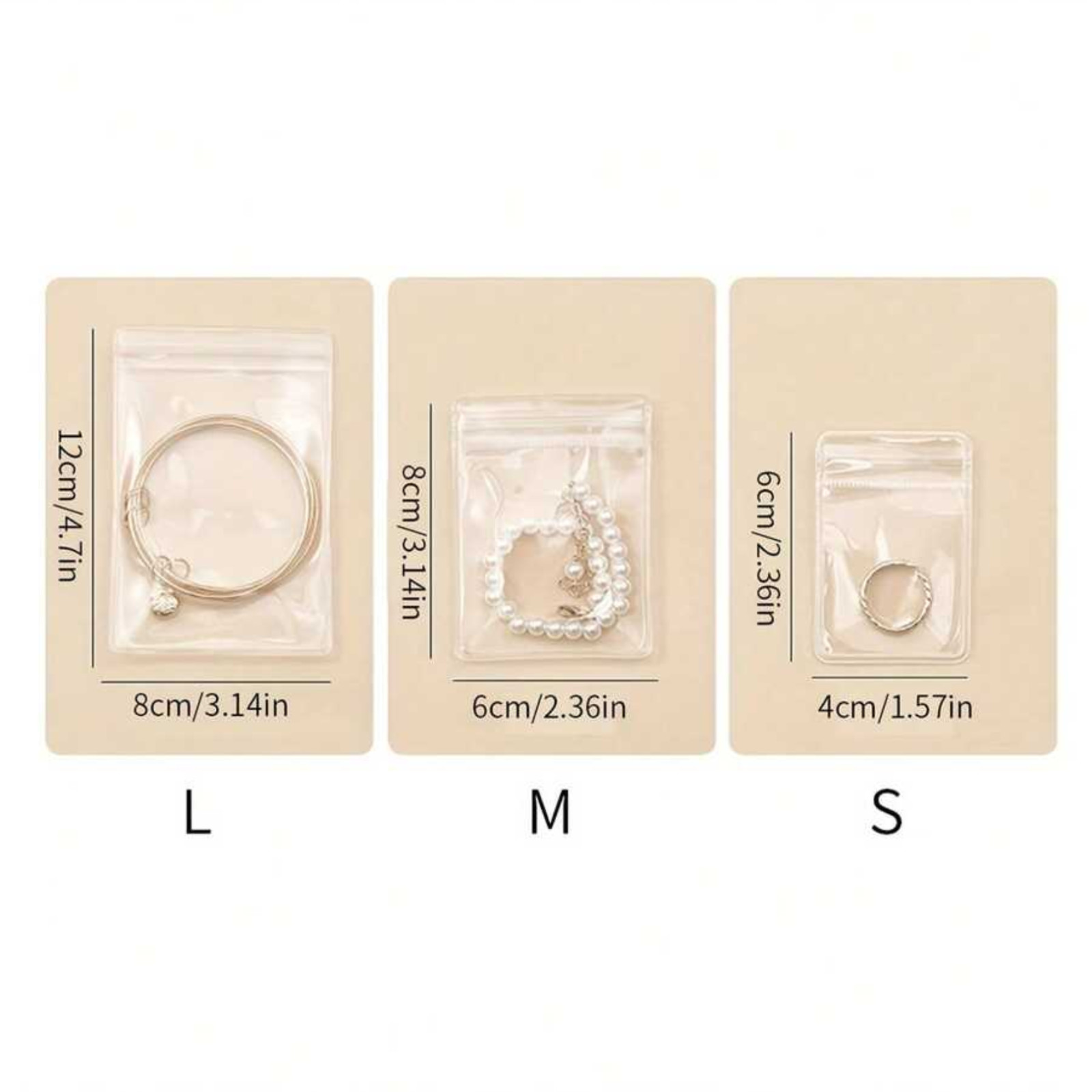 Transparent Jewelry Zipper Bags Rustproof Self-Sealing Waterproof Plastic Pouch