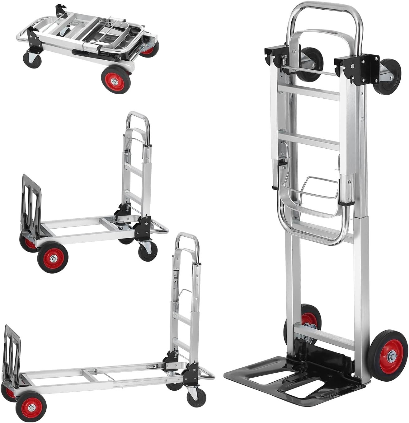 Heavy Duty 2-in-1 Aluminum Folding Hand Truck – 400 lbs Capacity & Rubber Wheels