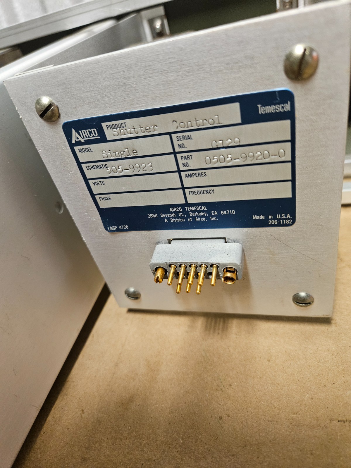 Airco Temescal Turret Source Selector + Shutter Control Module – BDJ-1800 E-Beam
