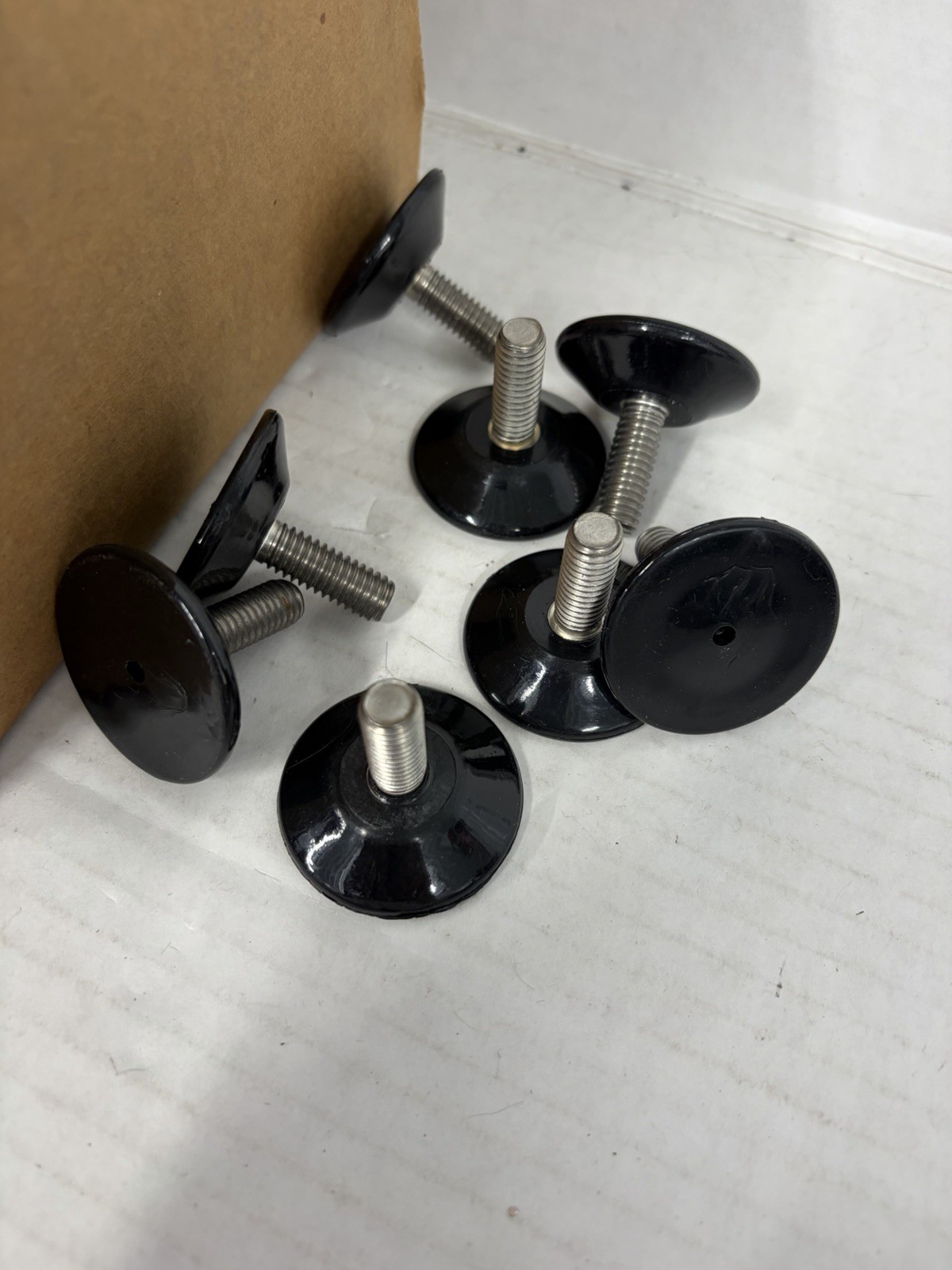 Adjustable Swivel Leveling Feet 3/8-16 x 1″ Stem 1.5″ Black Base Glides NEW