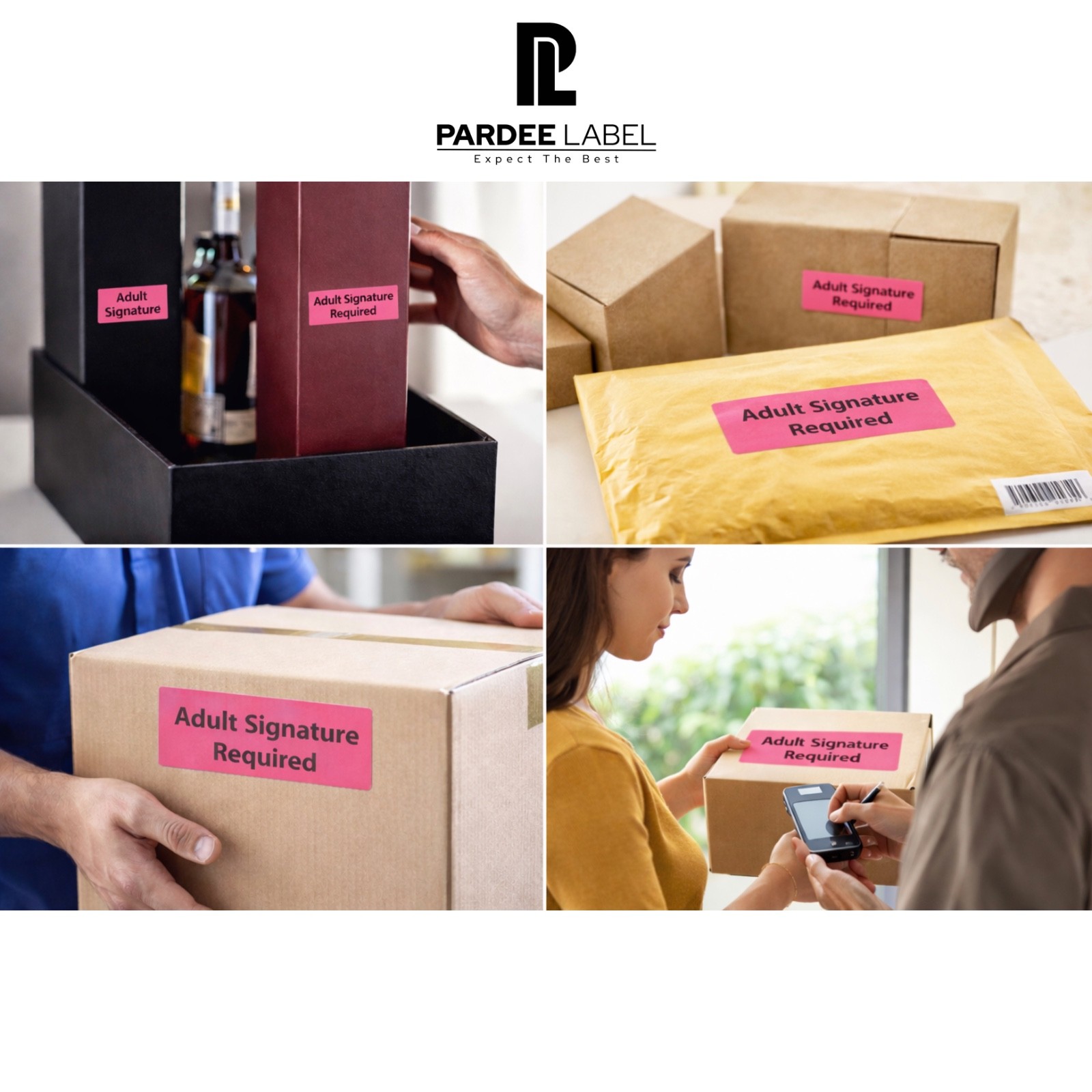 Adult Signature Required Stickers 1″ x 3″ – Neon Pink | 250 Labels/Roll