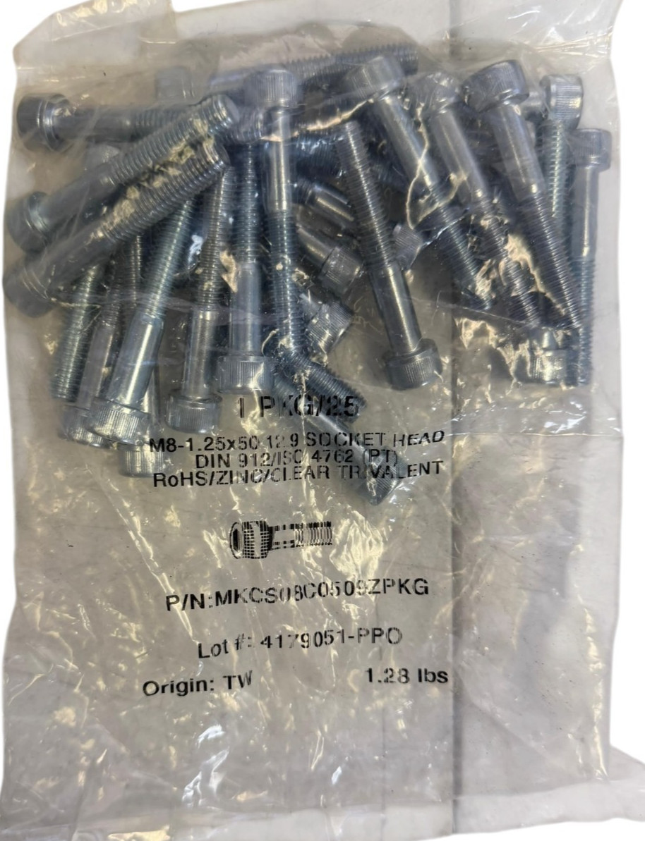 M8-1.25 x 50mm Socket Head Cap Screws DIN 912 ISO 4762 Lot of 25