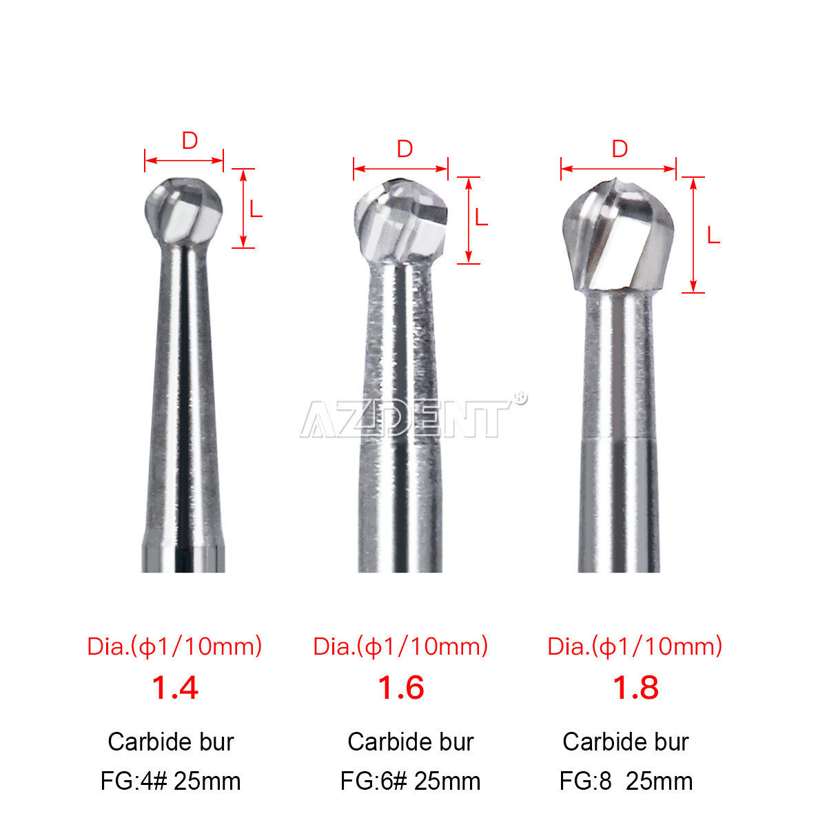 AZDENT Dental Tungsten Carbide Tungsten Steel Burs for High Speed Handpiece