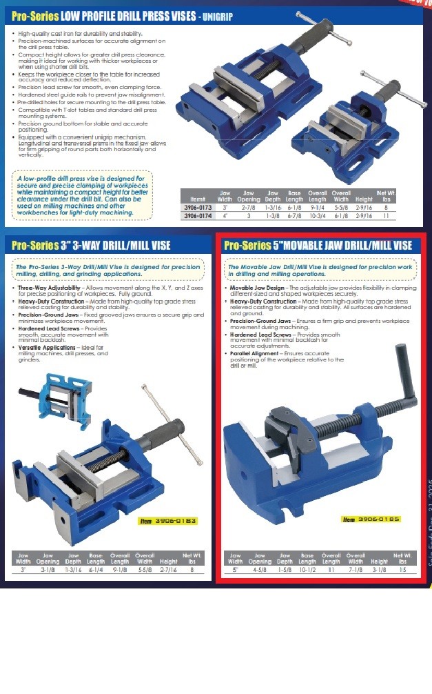 PRO-SERIES 5″ MOVABLE JAW DRILL/MILL VISE (3906-0185)