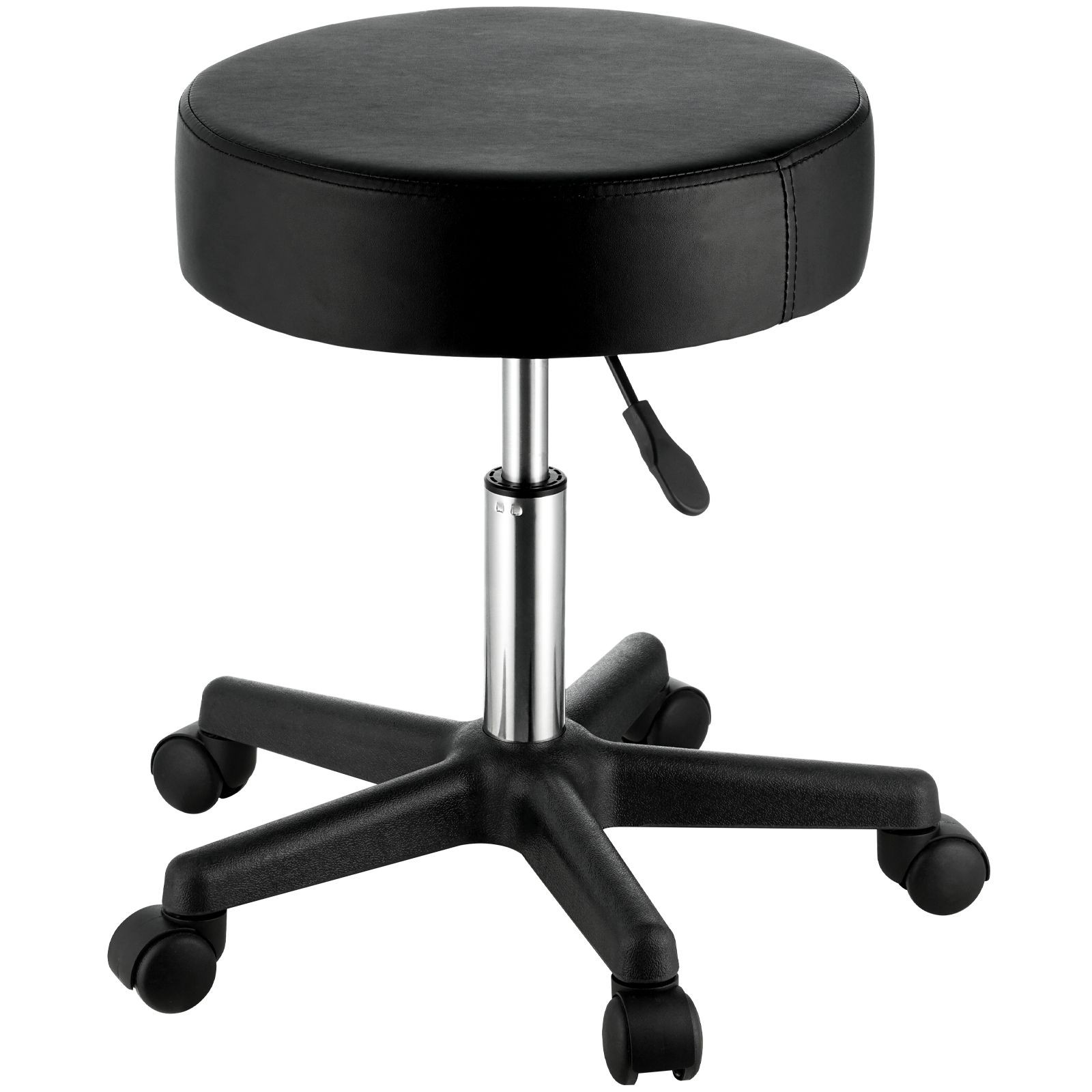 Thick Cushion 400lb Adjustable 18.1-23.8in Swivel Wheels Stool Black