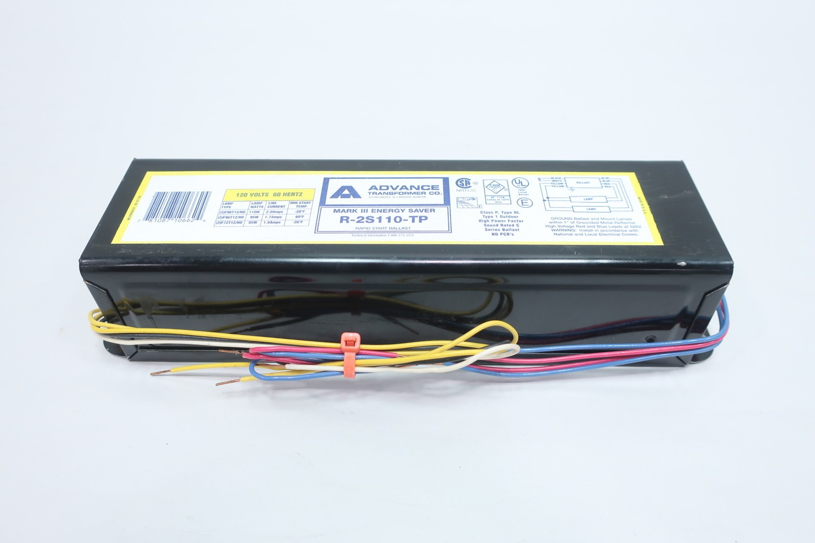 Advance Transformer R-2S110-TP Fluorescent Ballast 85/95/110w 120v-ac