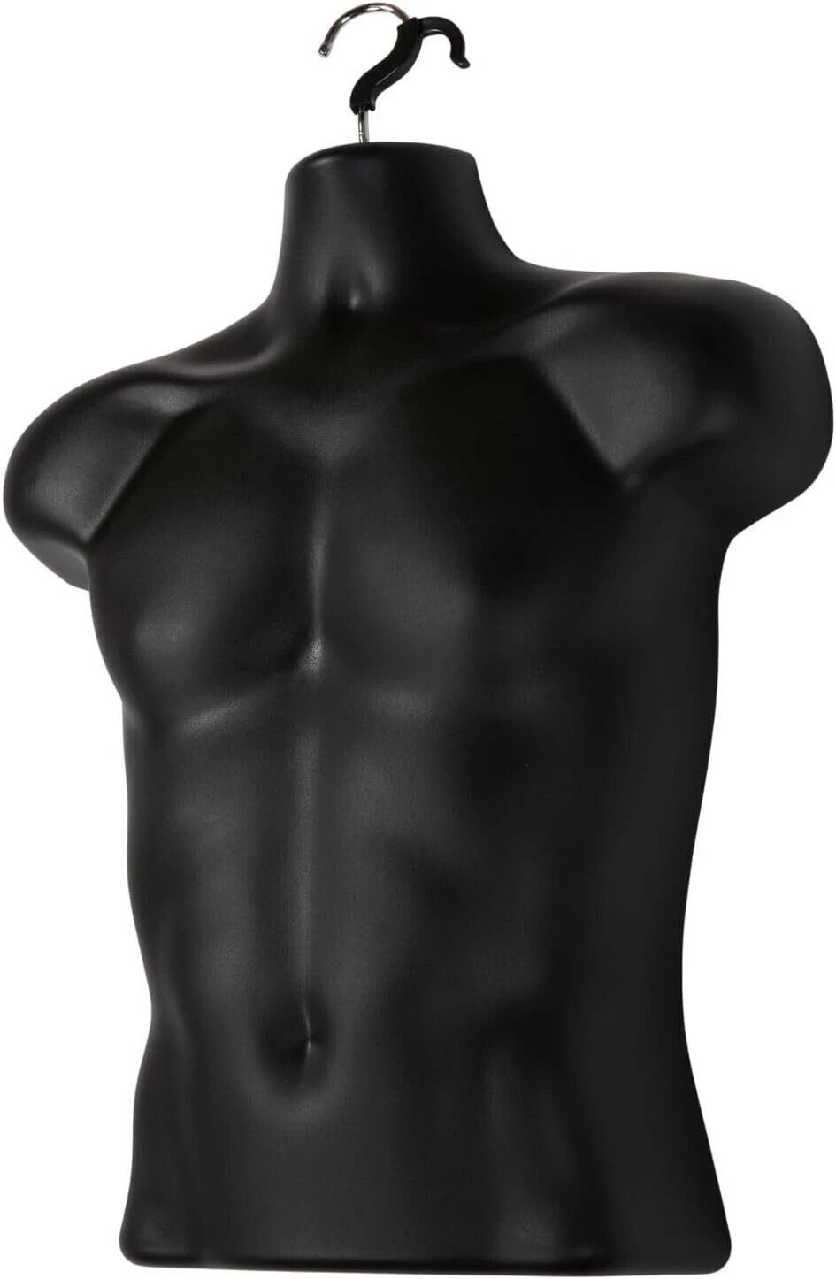 Black Molded Male Torso Mannequin Shirt Form Hanging Display Frosted S-L