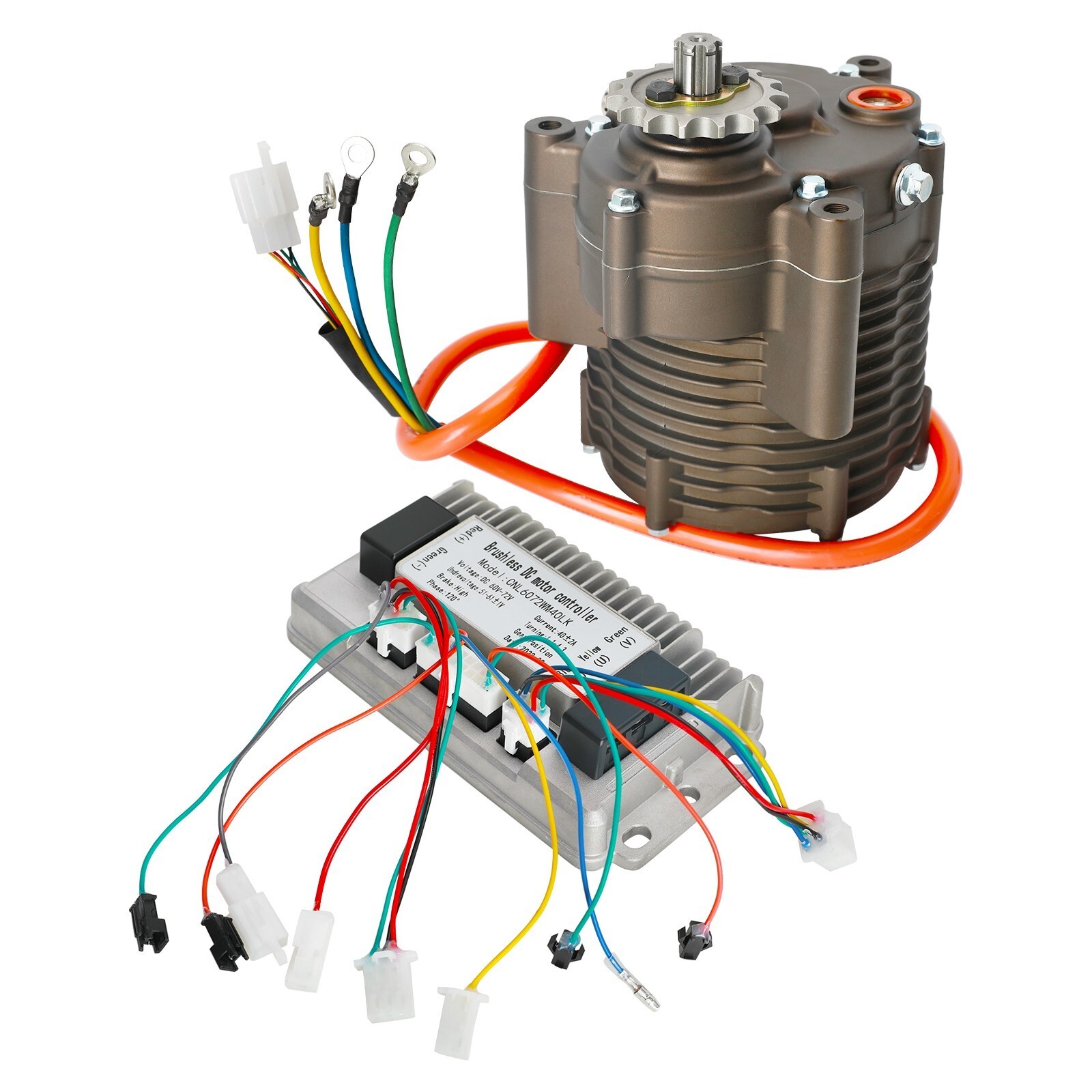 72V 1000W Brushless Motor Grip Full Kit Battery Wire for 2 Wheeler Bicycle Razor
