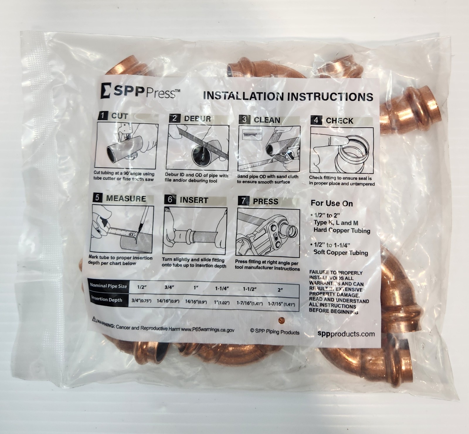 1/2″ PRESS COPPER 90° ELBOW ( LEAD FREE ) ONLY SALE BOX OF 30 PCS.