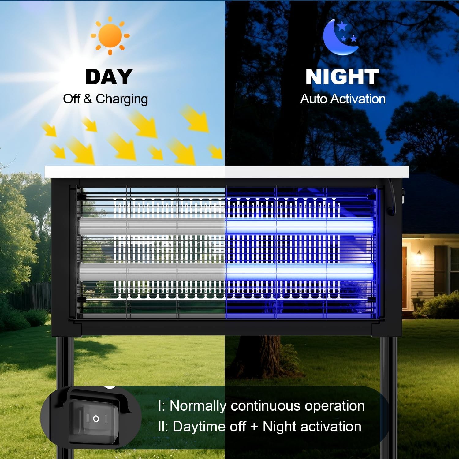 Outdoor Garden Solar Mosquito Lamp 20W – LED Bug Zapper Trap for Yard Patio
