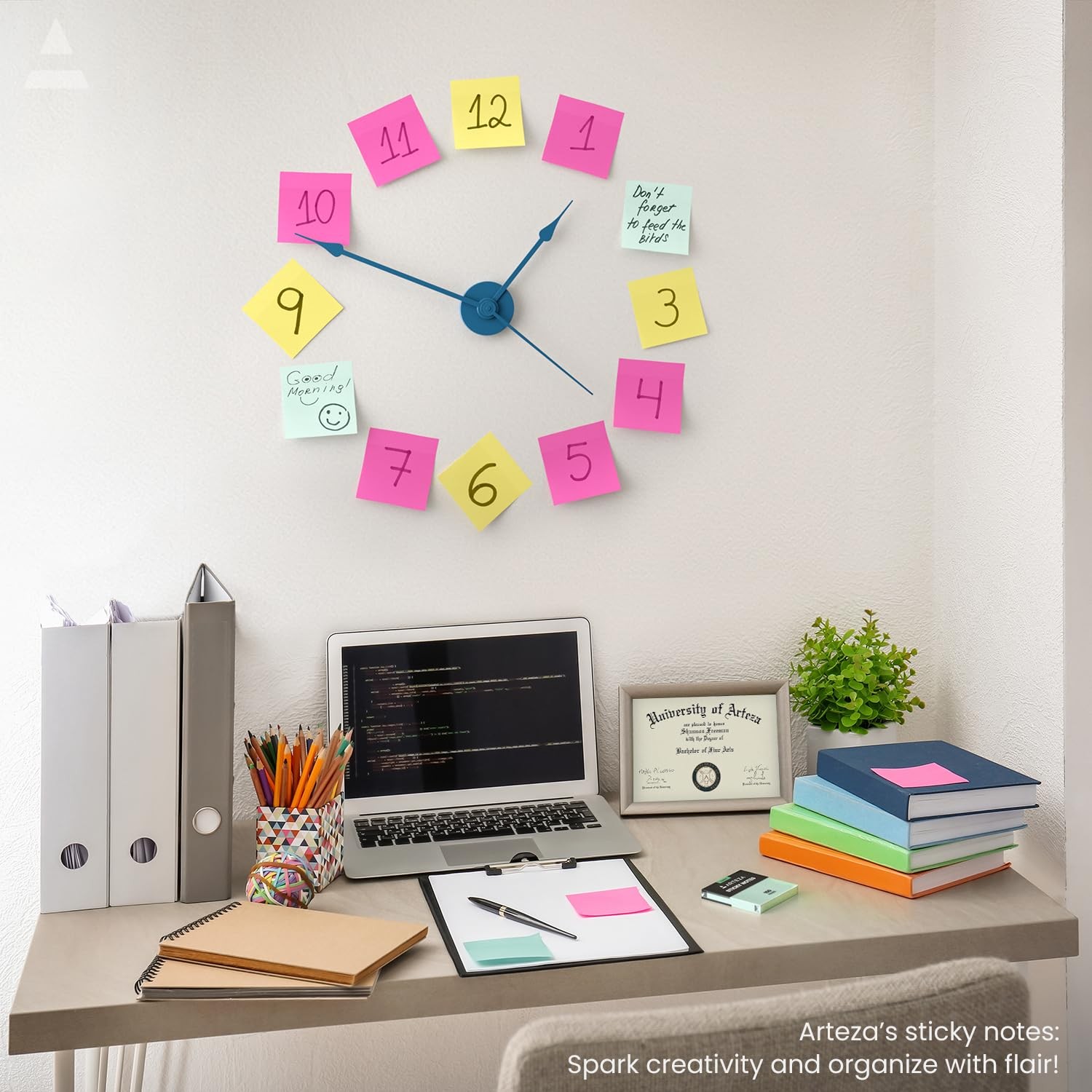 ARTEZA Sticky Notes 3×3 Inches, 48 Sticky Pads, Bulk Sticky Note Pads, Assorted