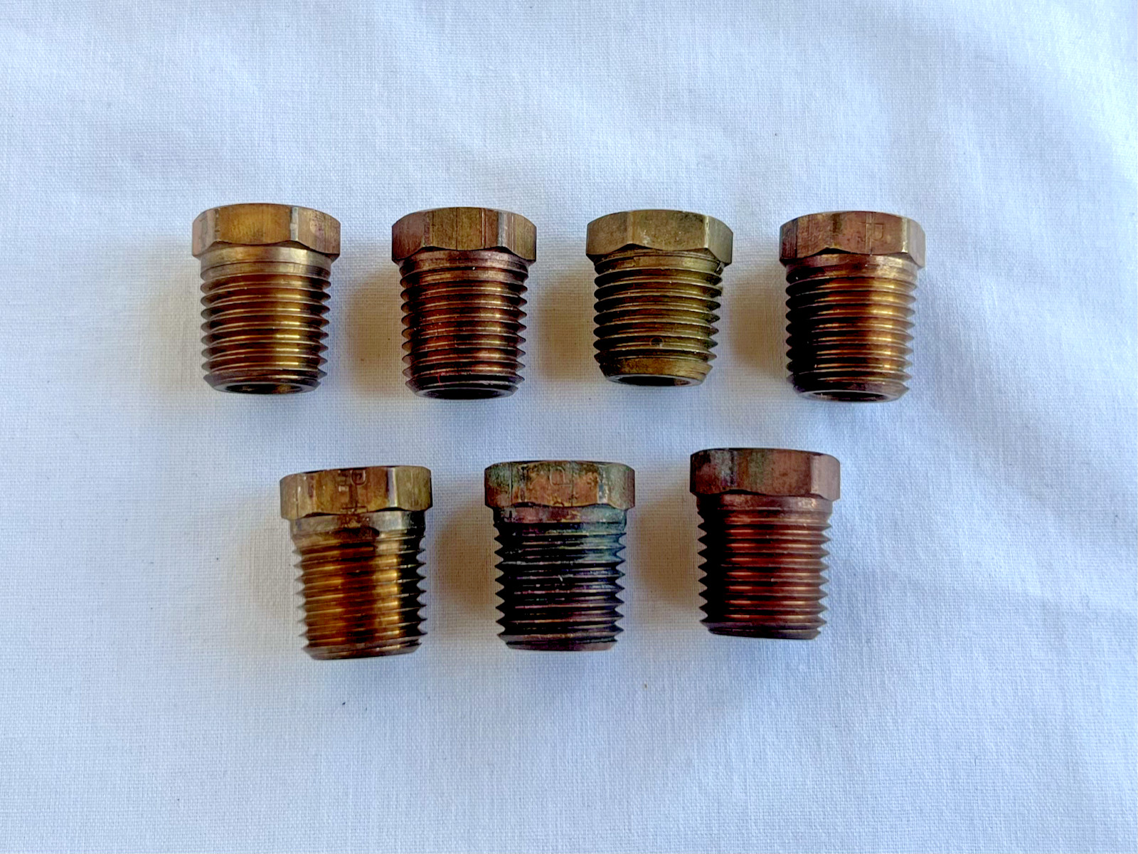 7 pc 1/4 inch male NPT Cored Hex Head Plug Brass Pipe Fitting NPT fuel water air