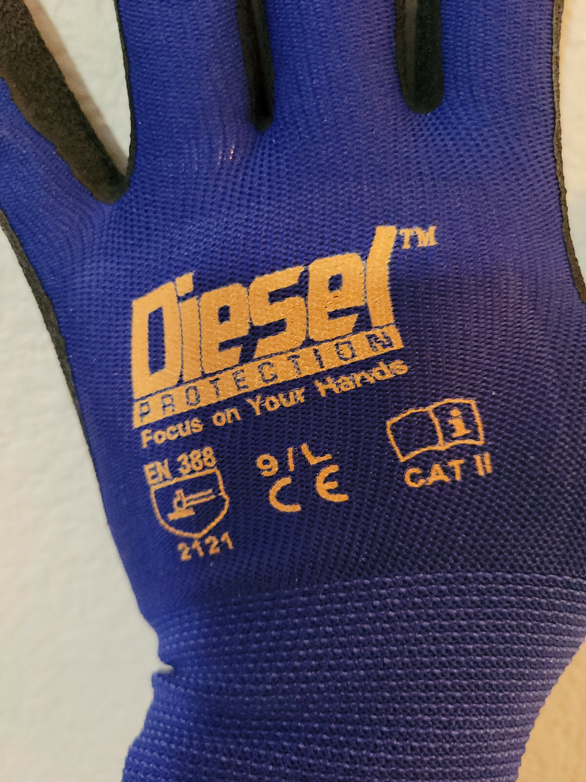Diesel 12 Pair Blue Safety Gloves Latex Coated Grip