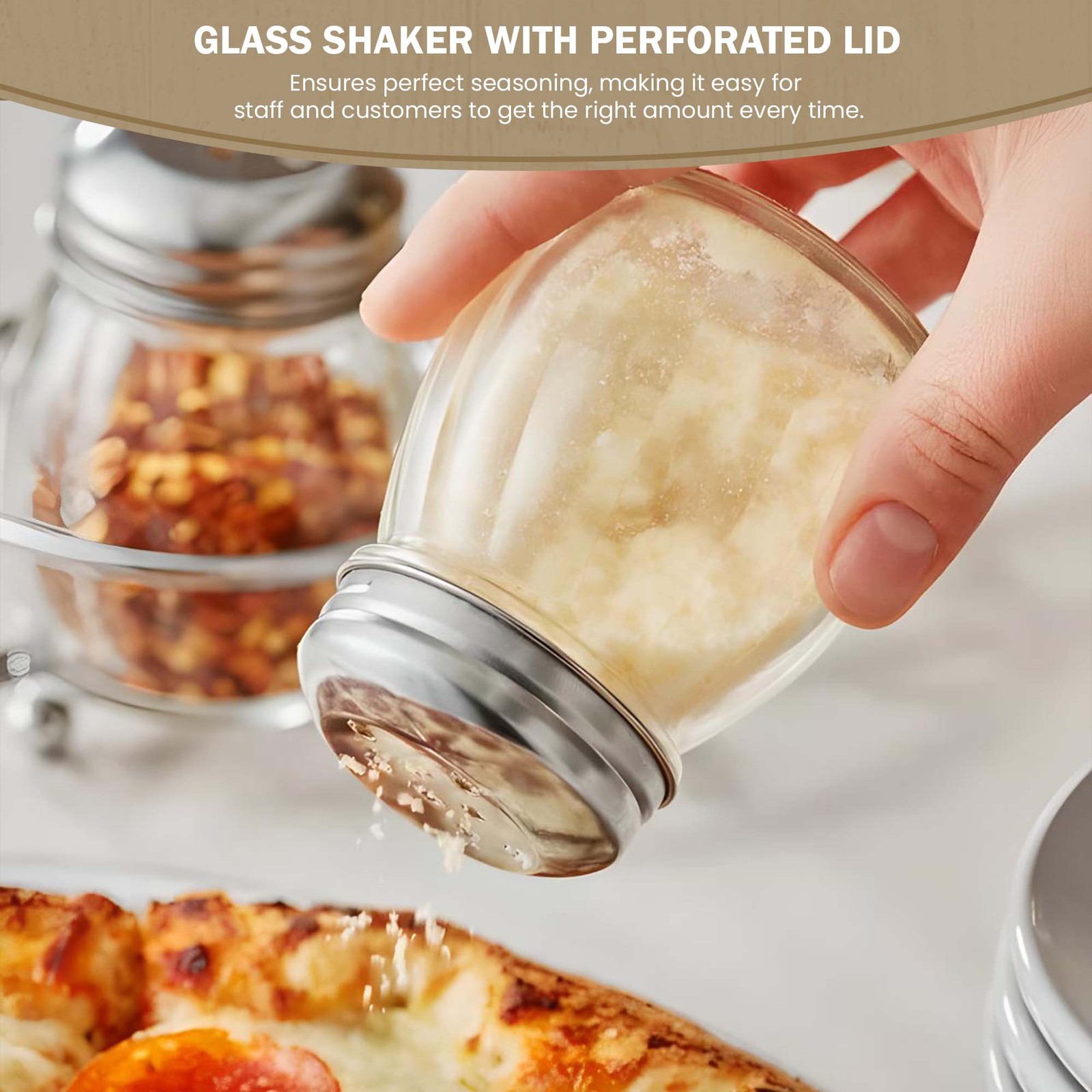 OCS Parts 2-Pack 3.5″ Glass Spice and Cheese Shakers with Perforated Lids