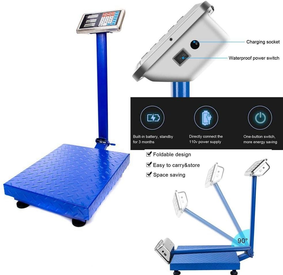 300KG/661lb Electronic Digital Platform Scale Heavy Duty Folding Floor Scales US