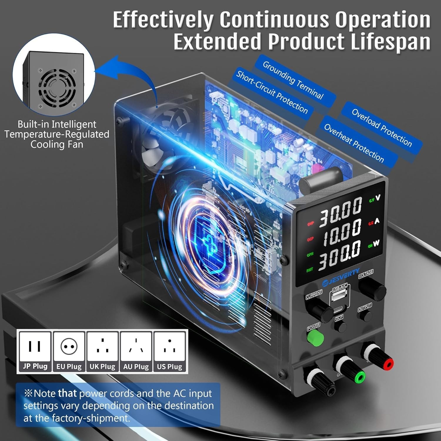 DC Power Supply Variable, 0-32V 0-10A Adjustable Switching DC Regulated Bench…
