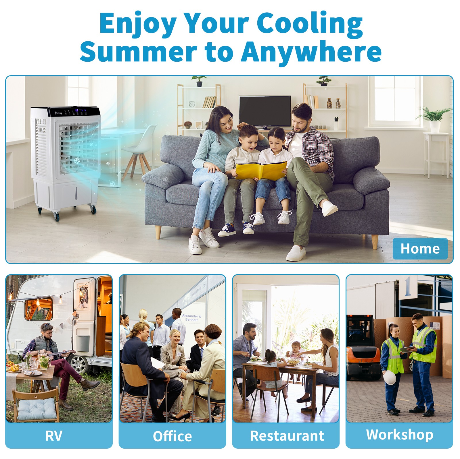 Portable Air Conditioner Fan Evaporative Cooler 2400CFM Swamp Cooler Remote 30L