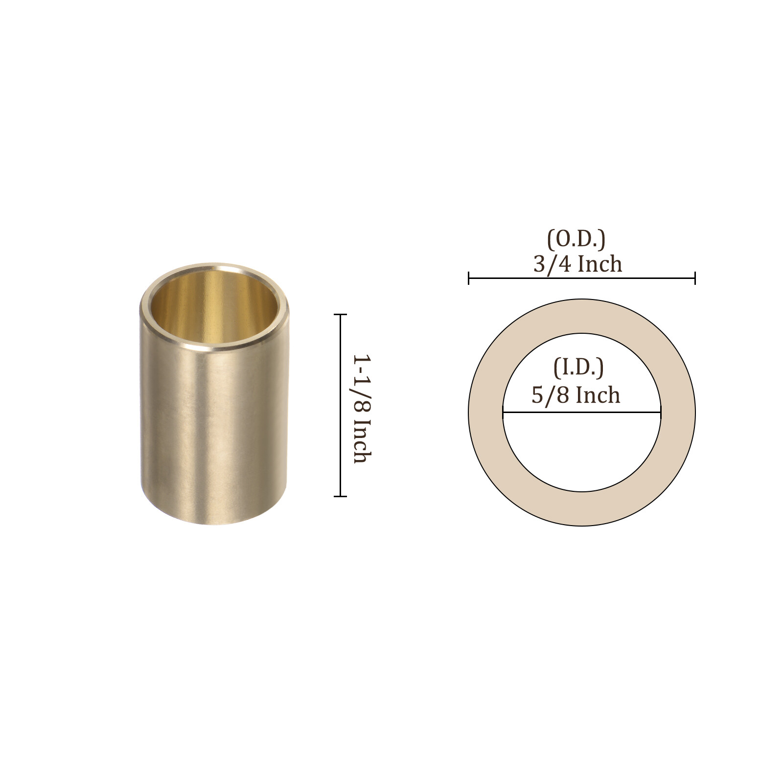 4pcs Wrapped Brass Bushing 5/8 Inch x 3/4 Inch OD x 1-1/8 Inch Length