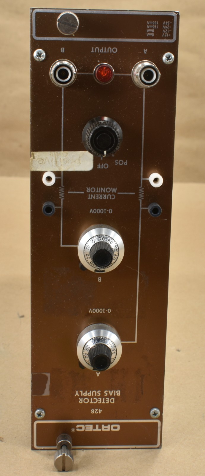 Ortec 428, Detector Bias Supply, Current Monitoring, Output 1.3 MΩ 0-1000 V