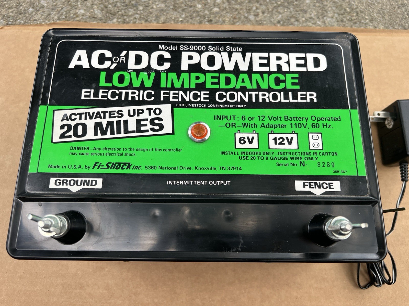 Fi-Shock SS-9000 Low Impedance 20 Mile Intermittent Electric Fence Controller