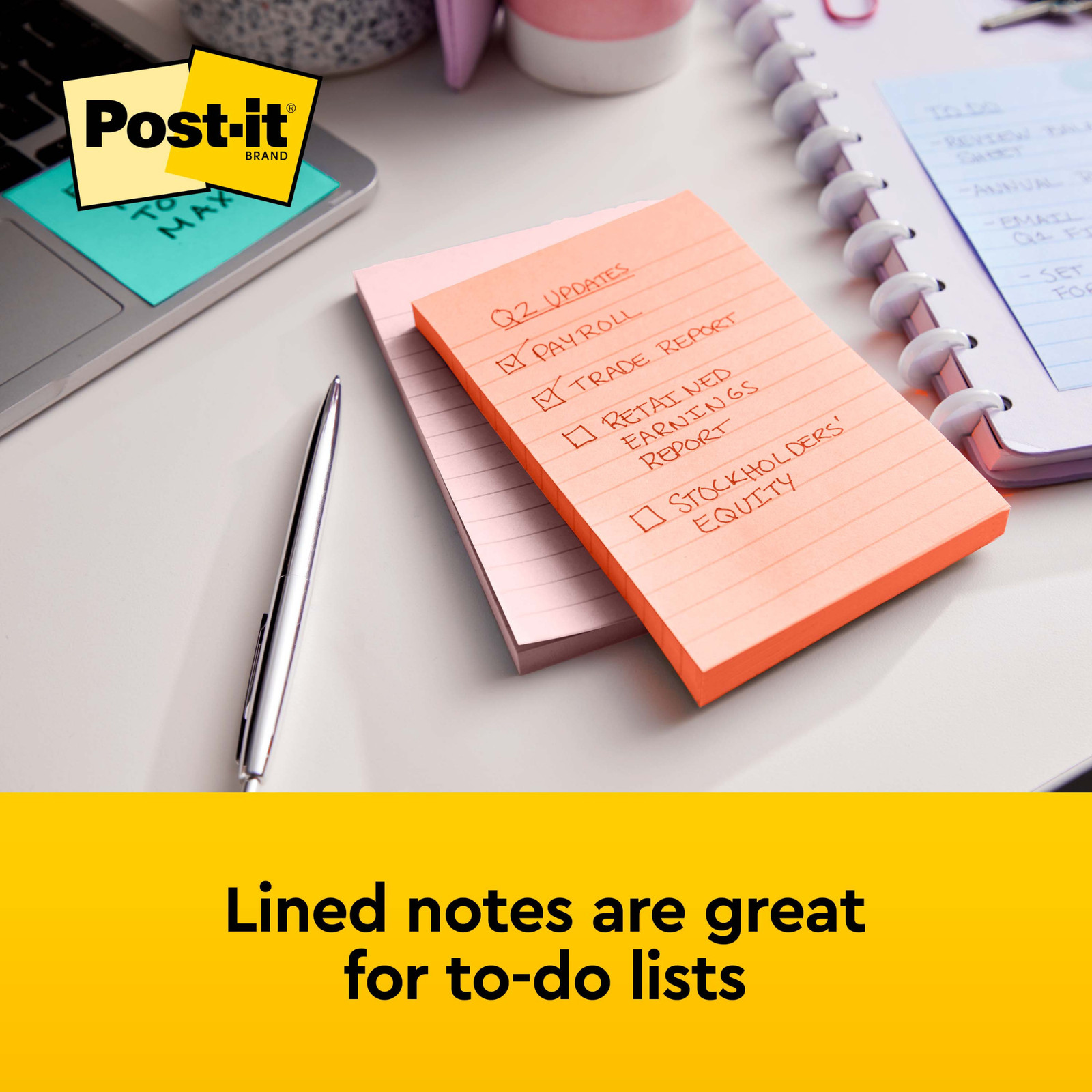 Post-it Lined Sticky Notes: 4 in. x 6 in. (Beachside Cafe) *100-sheets per pad /