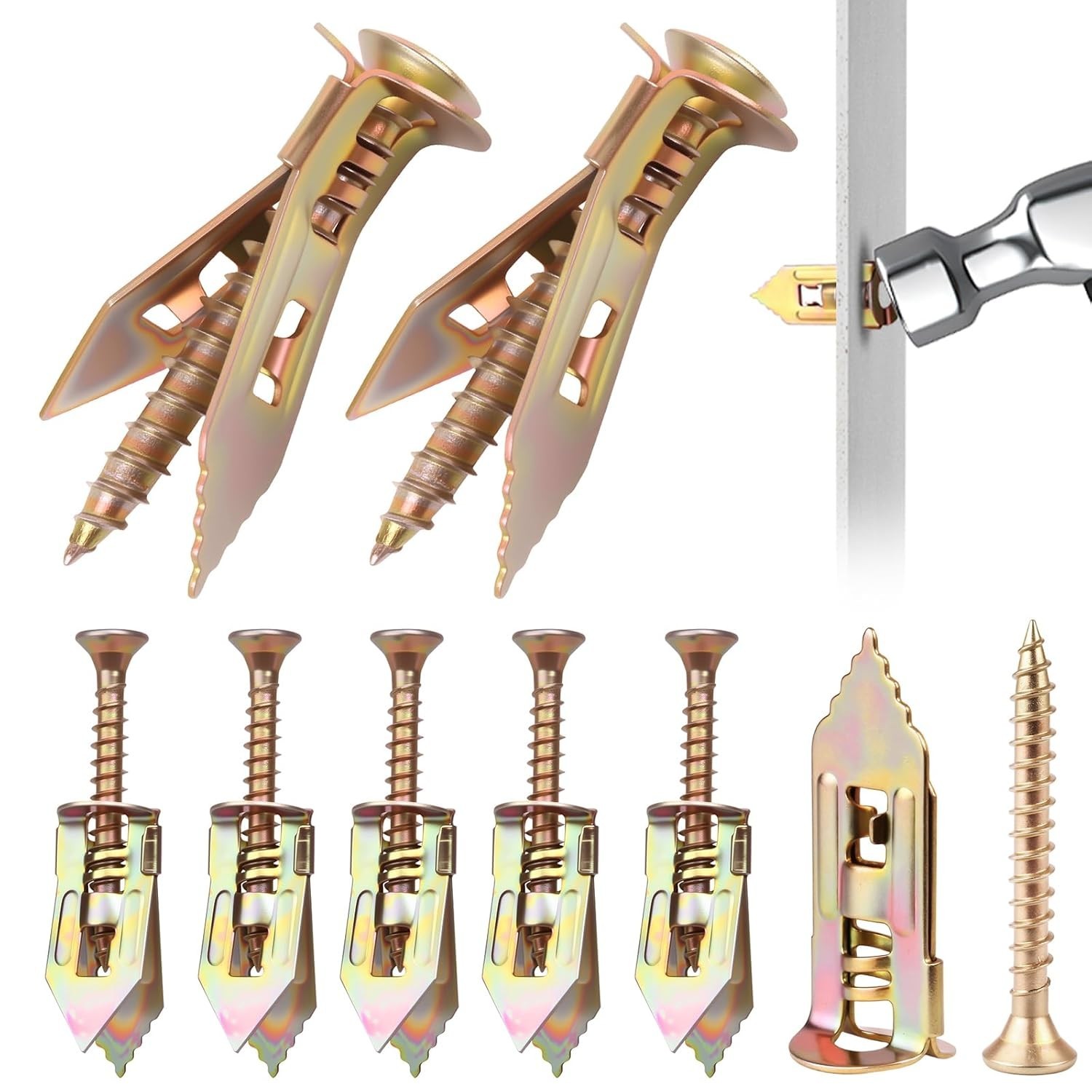 160 Pcs Drywall Self Drilling Anchors with Screws Kit, 80 Sheetrock Anchors