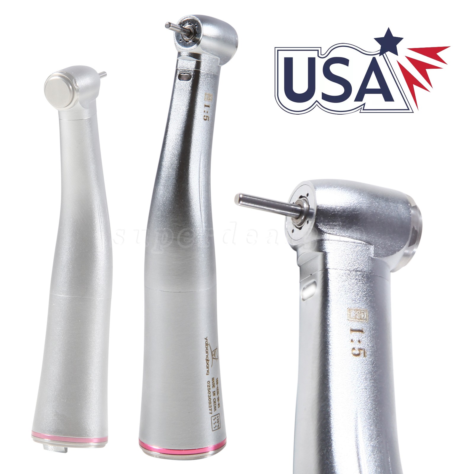 Yabangbang Dental Electric Handpiece 1:5 Contra Angle LED Optic High Speed 1-10