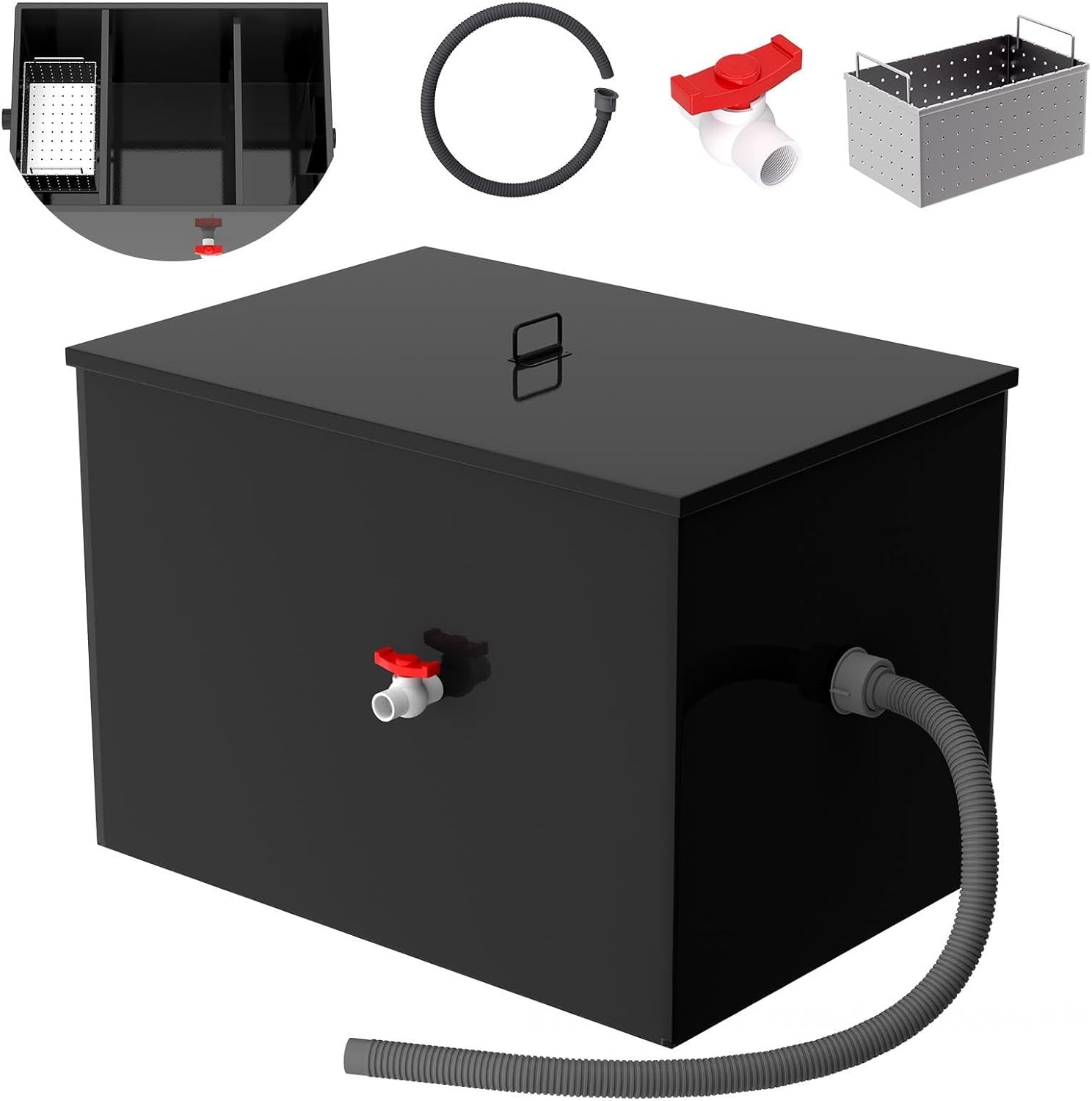 50 LBS Commercial Grease Trap 20.32 GPM Oil-water Separator Grease interceptor
