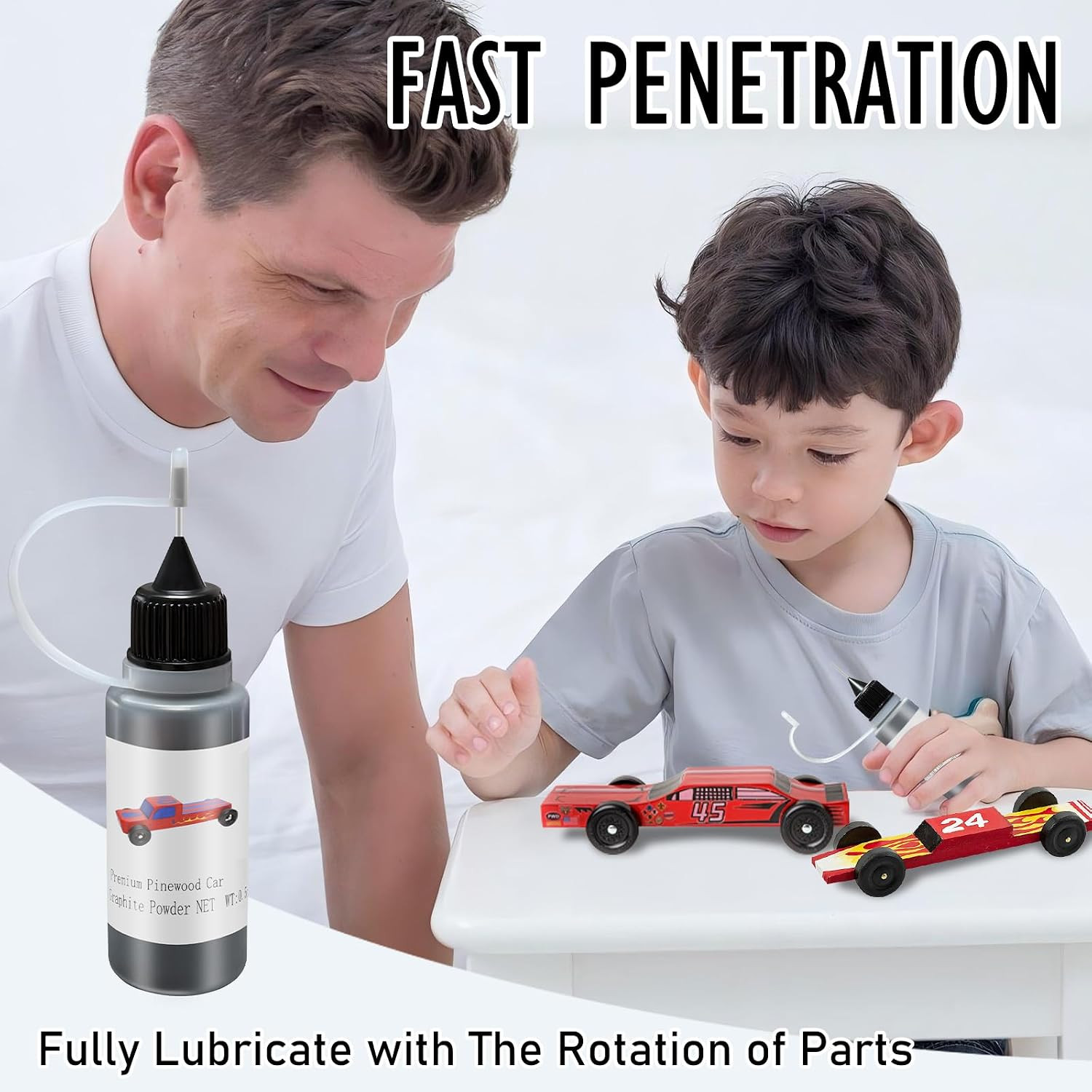 0.5OZ Graphite Powder for Pinewood Car, Lubricant Powder Dry Lube, Door Hinge Lu
