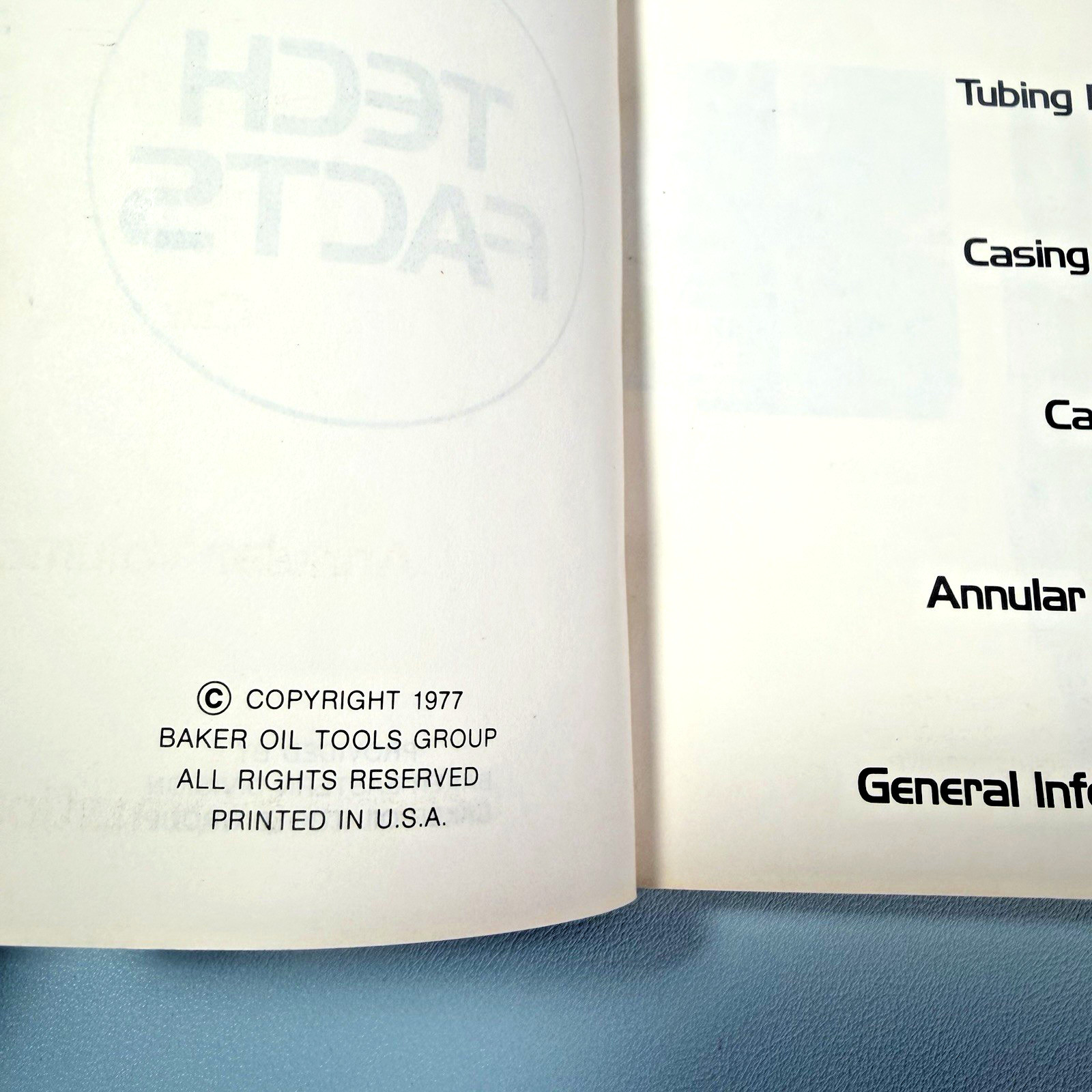 Baker Oil Tools Tech Facts Engineering Handbook Technical Info 1977 Paperback