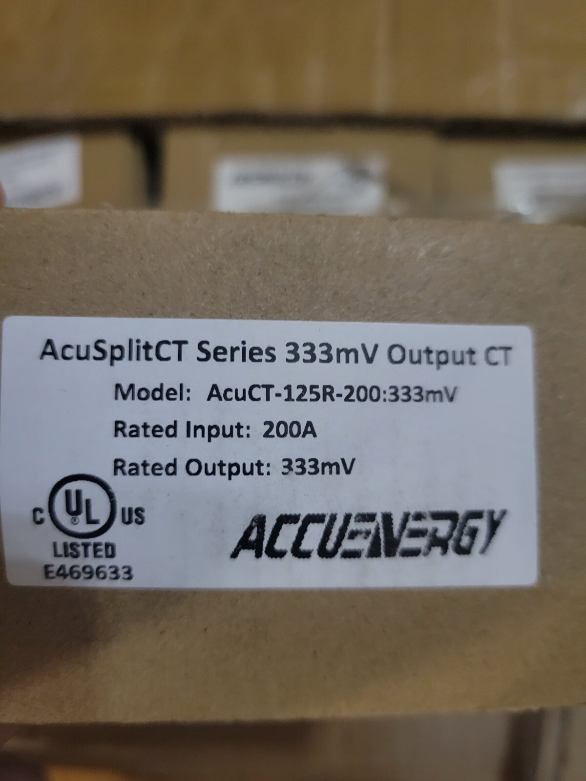 ACCUENERGY AcuCT-125R-200 AcuSplitCT Series 333mV 200A Current Transformer