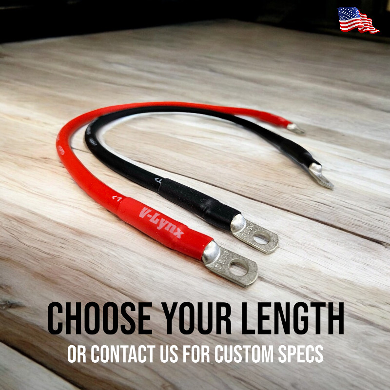 Pair of 4GA AWG Red and Black Cables 100% Copper Lug Battery Inverter Solar RV