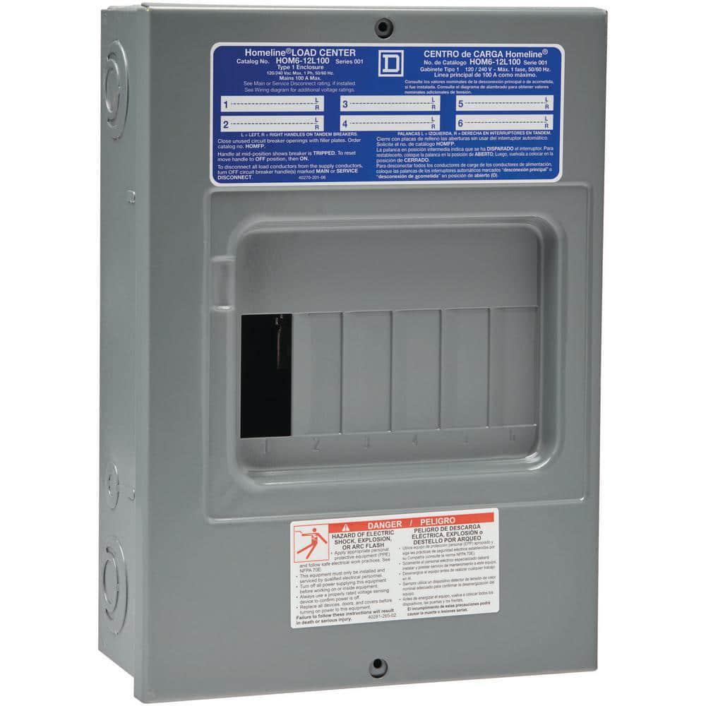 100 Amp Indoor Main Lug Load Center 6 Space 12 Circuit Electrical Sub-Panel Box