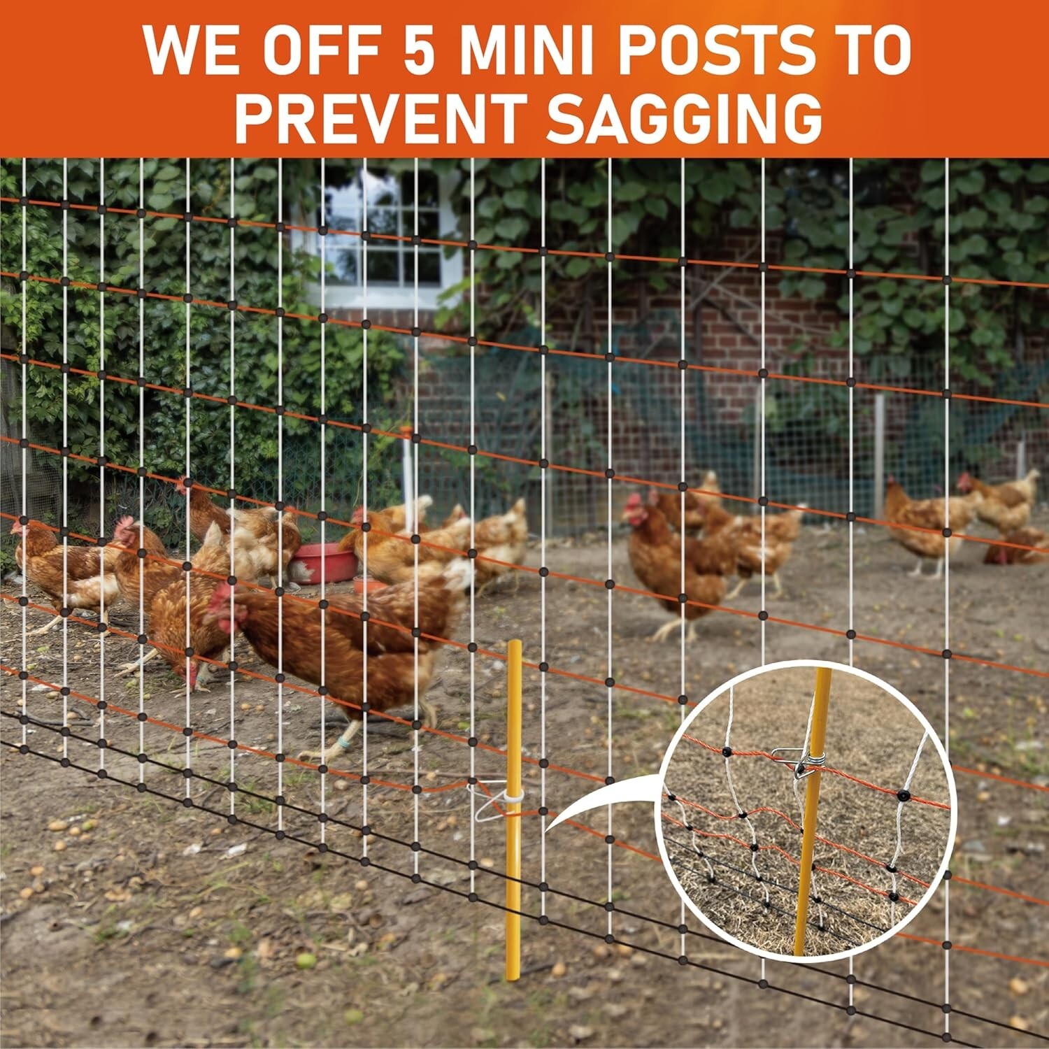 Electric Poultry Netting Fence 47.3in x 98.5ft for Chicken Goats Ranch