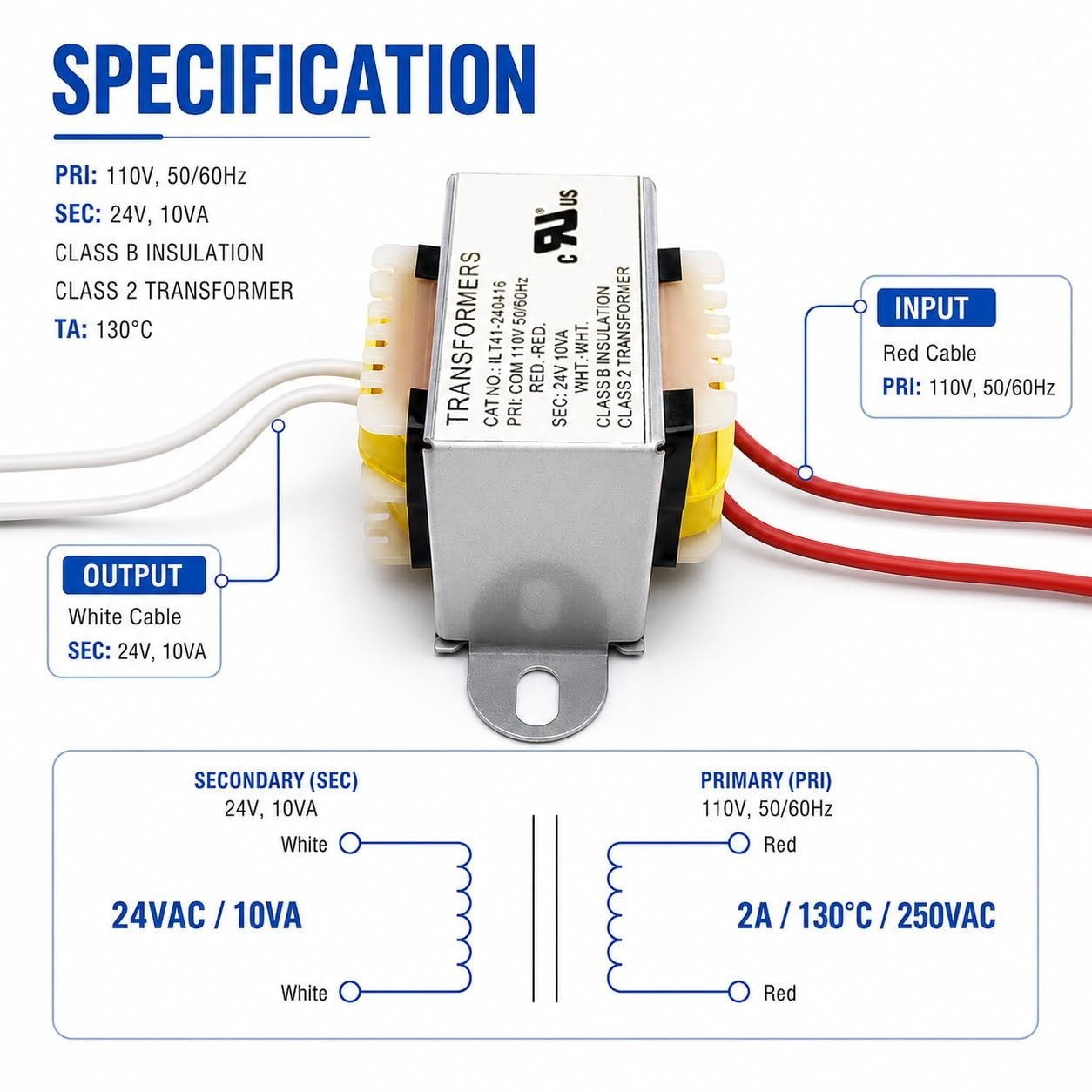 120V AC to 12V AC Transformer 10VA UL Class 2 Low Voltage Do Style: 12v pack 1
