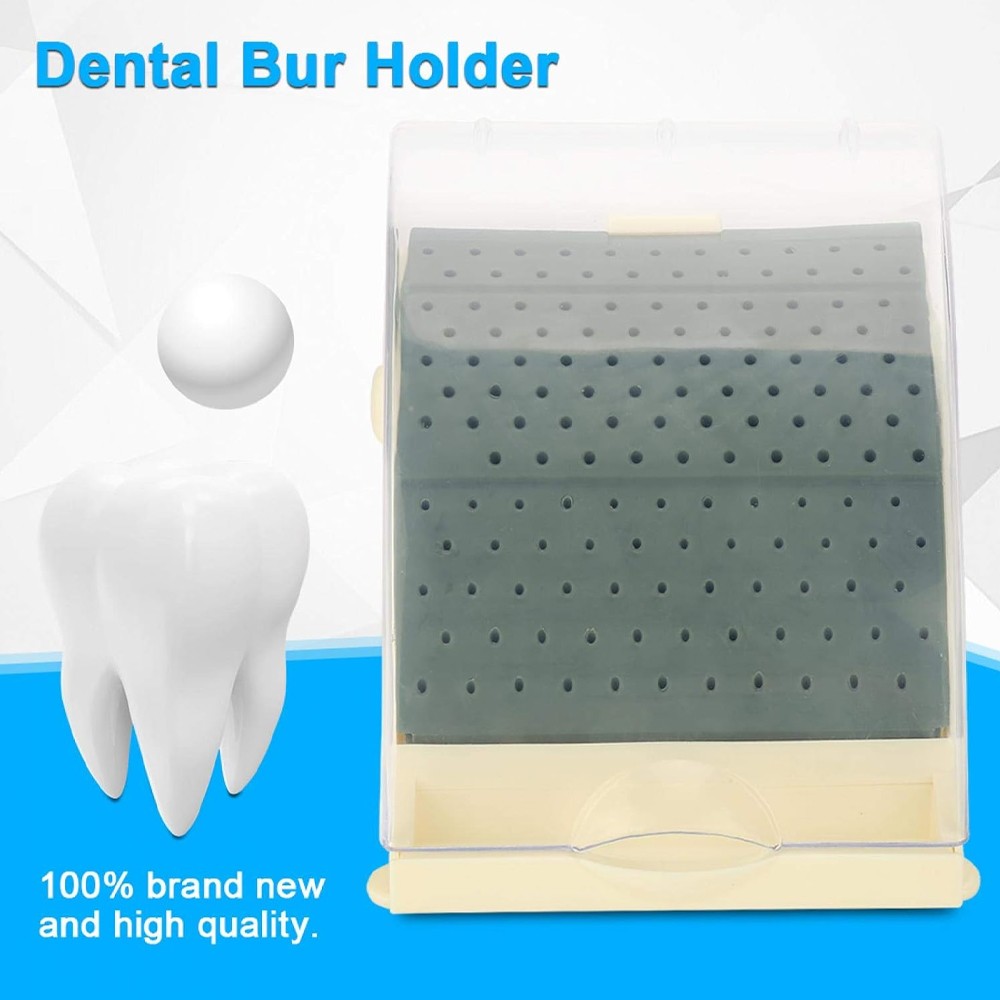 142 Holes Dental Bur Holder Disinfection Box, Bur Block Organizer with Cover NEW