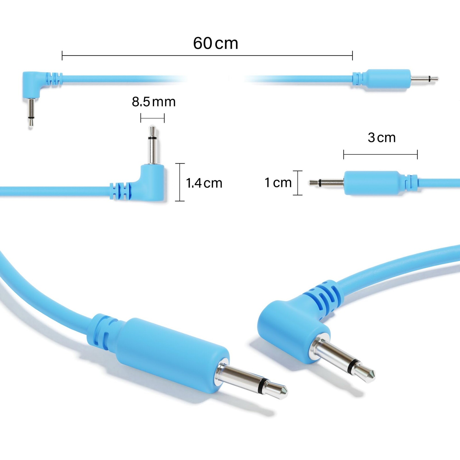 ExcelValley – Hybrid Mono Modular Patch Cables – TS 3.5mm 1/8″ – Eurorack Syn…