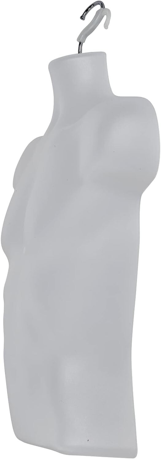 3 Molded Man’s Shirt Torso Form Fits S-L Hanging Male Mannequin White Frosted