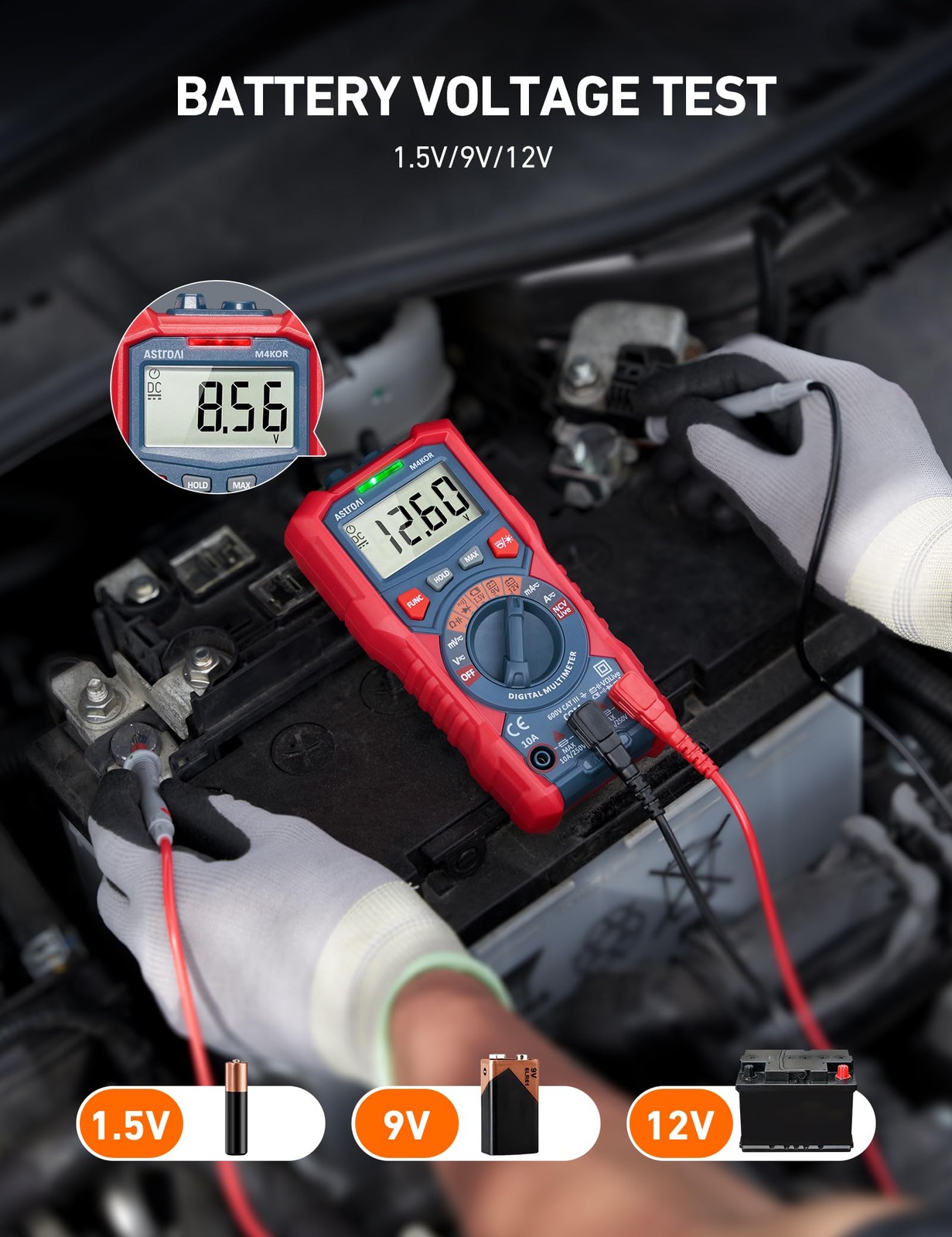 AstroAI Digital Multimeter, TRMS 4000 Counts, Multicolored-Test Kit