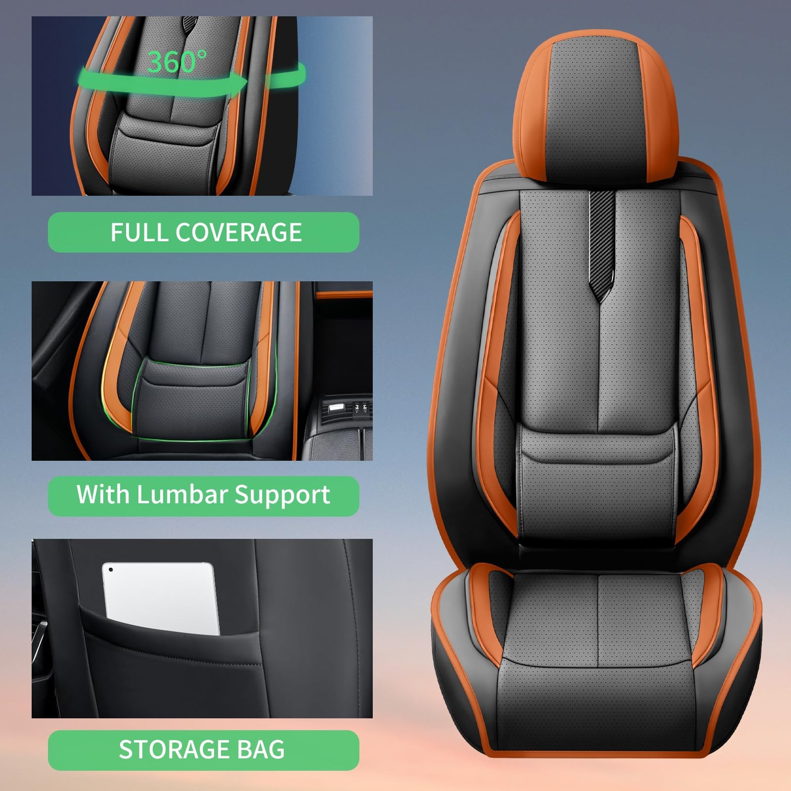 Car Seat Covers Chevy Malibu 2009-2026 2PCS Front Black-Brown Leather Airbag