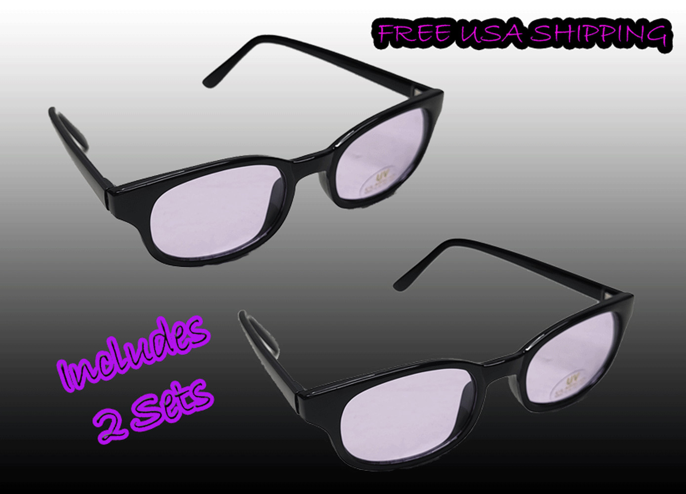 2 Sunglasses Purple Lens Biker Motorcycle Sunglasses UV400