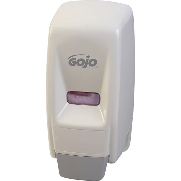 Gojo 9034-12 800Ml Bag-In-Box Dispenser, Push-Style, White, Depth: 5-1/8″