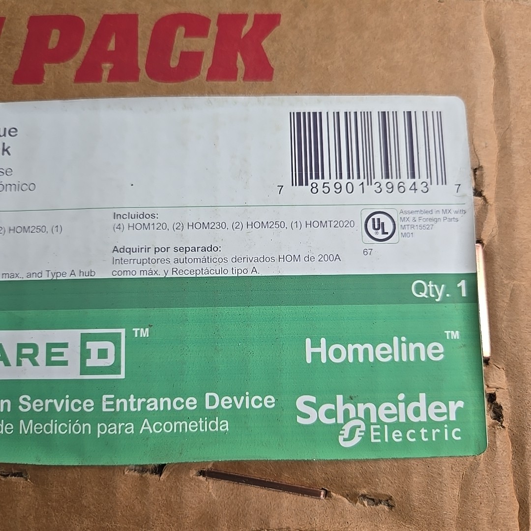 Square D SO2040VP Main Breaker Panel